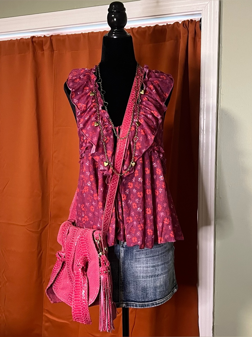 NWT Free People Fearless Knit Tank in the Dragonfruit color with a floral print